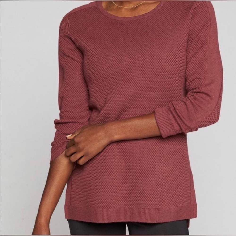 Athleta Maroon’s Merino Wool Soft Thermal Honeycomb Sweater Womens Size XXS